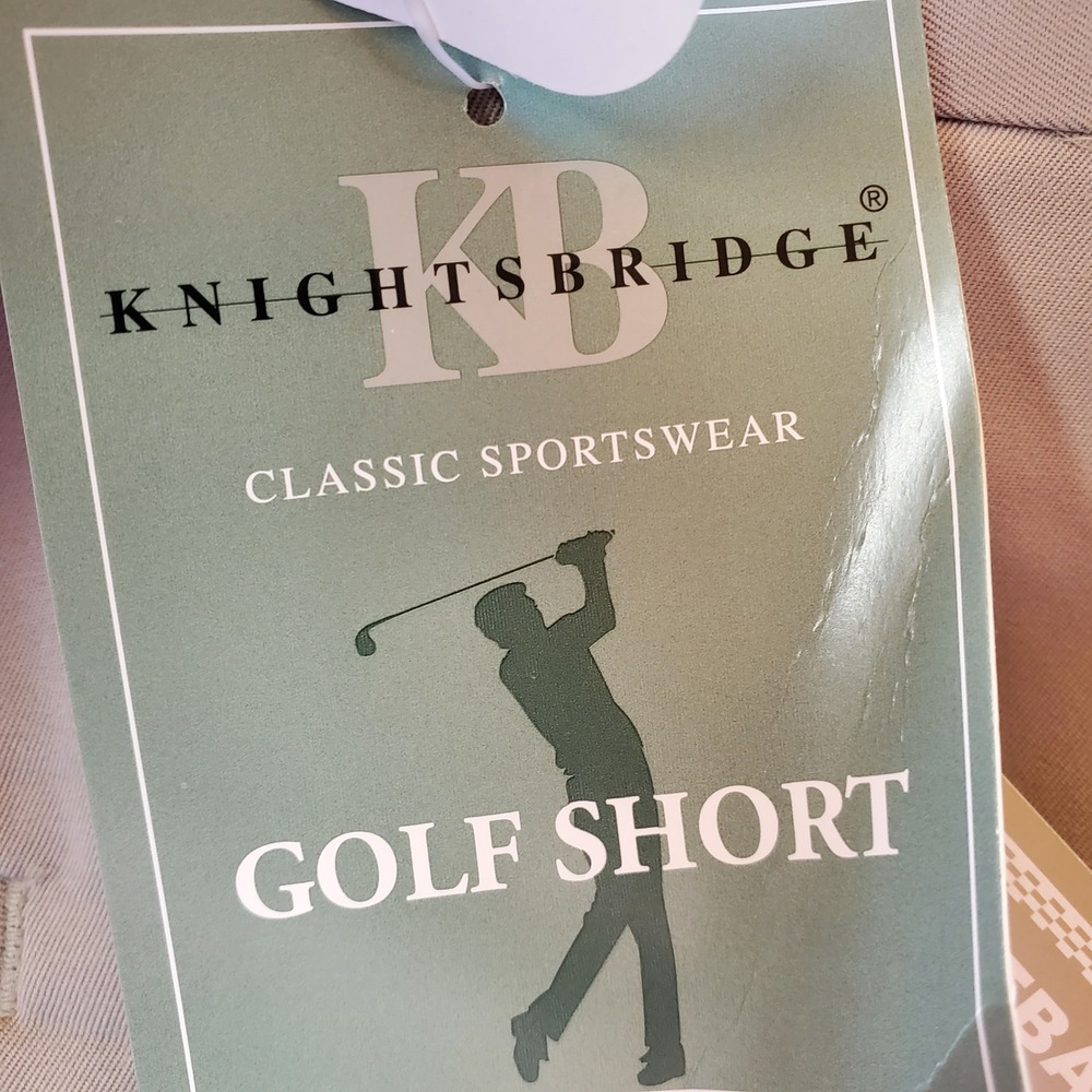 Knightsbridge Mens Khaki Golf Shorts 38 Pleated Coolplus Gripper Waistband NWT - Picture 7 of 11